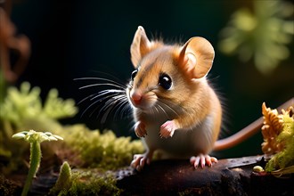 Garden dormouse with large eyes radiating curiosity and wonder, AI generated