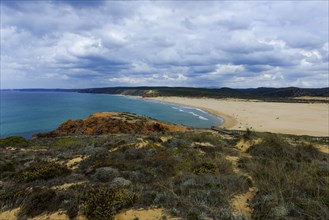 Coastal section at the southern Algarve, panorama, nature, rocky coast, beach, beach section, bay,