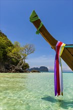 Bamboo, island, boat, wooden boat, longtail boat, bay, bay, sea, ocean, Andaman Sea, tropics,