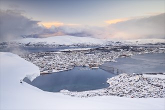 Tromso, view from Storsteinen mountain, Fjellheisen, Tromso, Norway, Europe