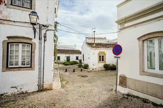 Residential area with traditional Portuguese architecture in Sao Bras de Alportel, Algarve,