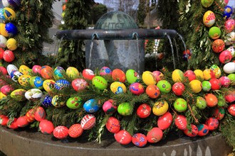 Detail of an Easter fountain in Franconian Switzerland, Bamberg district, Upper Franconia, Germany,