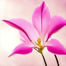 Pink orchid solo white backdrop radiating elegance petal, AI generated