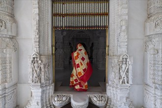 Marble build Dharamshala Manilaxmi Tirth Jain temple, Gujarat, India, Asia