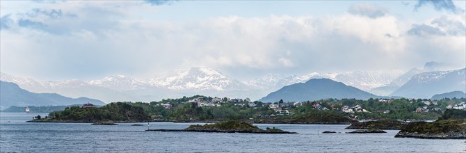 Panorama of Fjord and Mountains from ALESUND, Geirangerfjord, Norway, Europe