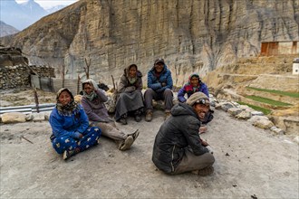 Friendly locals in the remote Tetang village, Kingdom of Mustang, Nepal, Asia