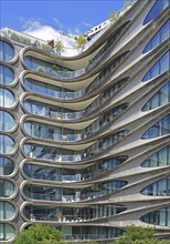 Facade of residential building 520 West 28th Street by architect Zaha Hadid, at High Line Park,