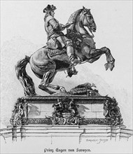 Equestrian statue of Prince Eugene of Savoy, Vienna, Austria, historical illustration 1890, Europe