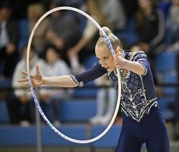 Xenia Benkovitsova (SVK), action, hoops, rhythmic gymnastics, RSG, Schmiden International 2024,