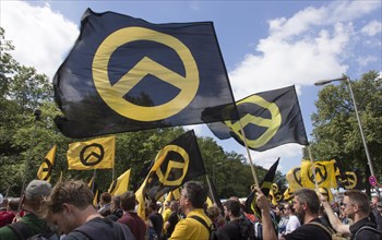 Demonstration by the Identitarian Movement. Several hundred supporters of the Identitarian Movement