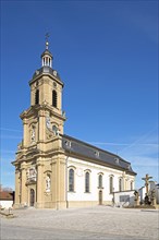 Gothic Mauritius Church, landmark, Wiesentheid, Lower Franconia, Franconia, Bavaria, Germany,