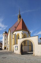 Church of St John the Baptist, landmark, archway, Iphofen, Lower Franconia, Franconia, Bavaria,