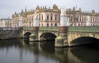 Long exposure, Unter den Linden Palace Bridge with a view of the German Historical Museum, Berlin,