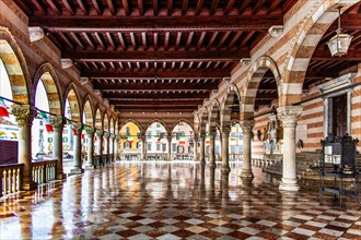 White and pink striped Loggia del Lionello in the finest Venetian Gothic style, 15th century in