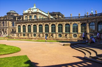 Picturesque scenery in the inner courtyard of the Dresden Zwinger, a jewel of Saxon Baroque,