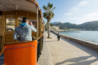 Historic tramway, Port de Soller, Majorca, Majorca, Balearic Islands, Spain, Europe