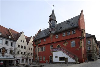 New town hall built in 1513 with lancet tower, Ochsenfurt, Lower Franconia, Franconia, Bavaria,
