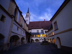 Brunnhoefl, inner courtyard in Goess Abbey, former convent of the Benedictine nuns, Leoben, Styria,