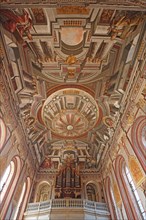 Organ and ceiling fresco by Giovanni Francesco Marchini 1729, baroque, interior view, mock