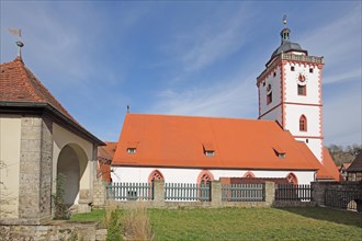 St. Nikolai Church built 15th century, Nikolaikirche, Marktbreit, Lower Franconia, Franconia,
