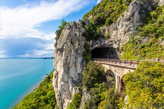 Galleria Naturale, natural tunnel on the coastal road to Trieste, Friuli, Italy, Trieste, Friuli,