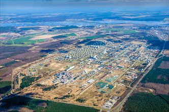 PCK Raffinerie Schwedt, aerial view, refinery, oil refining, Brandenburg, Uckermark, Oder, Schwedt,
