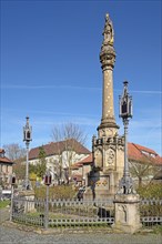 Marian column with Madonna figure, Marienplatz, Wiesentheid, Lower Franconia, Franconia, Bavaria,