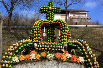 Easter fountain in Tiefenpoelz near Heiligenstadt, Bamberg district, Franconian Switzerland, Upper