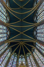 Interior view, Upper Chapel, Sainte-Chapelle, Ile de la Cite, Paris, France, Europe