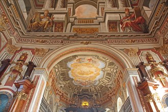 Ceiling fresco by Giovanni Francesco Marchini 1729 left: Pope Gregory the Great, right: Bishop