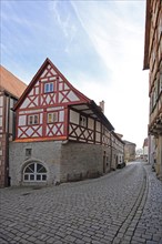 Half-timbered house built in 1559, corner house, Pfarrgasse, Marktbreit, Lower Franconia,