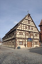 Historic ox farm former barn and today's museum, half-timbered house, Bad Windsheim, Middle