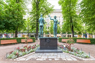 Statue in memory of children's author Zacharias Topelius in Esplanade Park in Helsinki, Finland,