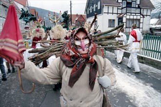 Carnival in Wasungen, Thuringia on 13.02.1999. The Wasungen carnival is known for its popular
