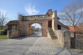 Historic Mainbernheim Gate as part of the town fortifications, archway, town wall, defence defence