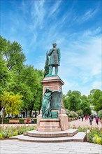 Statue of JL Runeberg, the Finnish poet, on the avenue of Esplanadi Park in Helsinki, Finland,