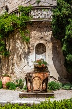 Inner courtyard with fountain, Duino Castle, with spectacular sea view, private residence of the