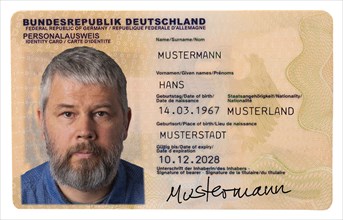 German Identity Card, Personalausweis, serial number was deleted, Name, Place of Birth and