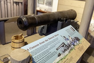 Lansing, Michigan, The Michigan History Museum. A British cannon recovered from the Detroit River
