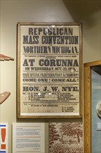 Lansing, Michigan, The Michigan History Museum. A poster advertises an 1856 Republican Party