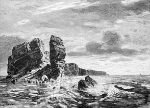 Heligoland Island, North Sea, Pinneberg district, red sandstone, rocks, Lange Anna, swell, wind,