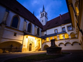 Brunnhoefl, inner courtyard in Goess Abbey, former convent of the Benedictine nuns, Leoben, Styria,