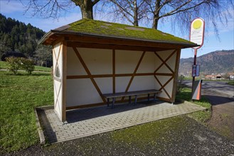 Zinken / Dobel bus stop with bus shelter in Waldkirch, Emmendingen district, Baden-Wuerttemberg,