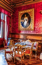 Conversation room, interior in neo-renaissance, neo-baroque style, Miramare Castle with marvellous