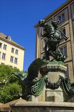 So-called Goose Thief Fountain by R. Diez in the Inner Old Town of Dresden, Saxony, Germany, Europe
