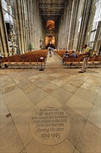 Memorial plaque in the floor, for the fire station in the 2nd World War, Canterbury Cathedral, The
