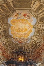 Ceiling fresco by Giovanni Francesco Marchini 1729 in the choir room, baroque, interior view, mock