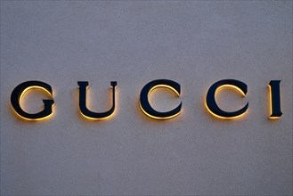 Lettering of the Gucci brand, Roermond, Netherlands