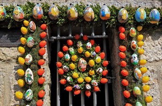 Easter fountain in Tiefenpoelz near Heiligenstadt, Bamberg district, Franconian Switzerland, Upper