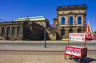 Ticket sales stand and stop for city tours on Sophienstrasse in front of the Dresden Zwinger, Inner